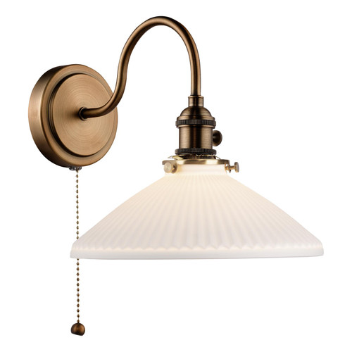Hadano Wall Light Antique Bronze with White Shallow Ceramic Shade