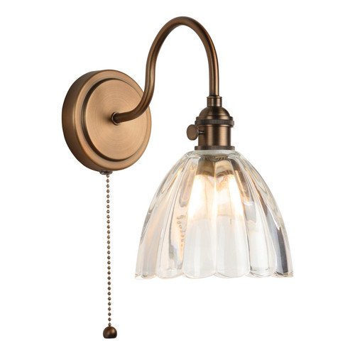 Hadano Wall Light Antique Bronze with Scalloped Bell Glass Shade