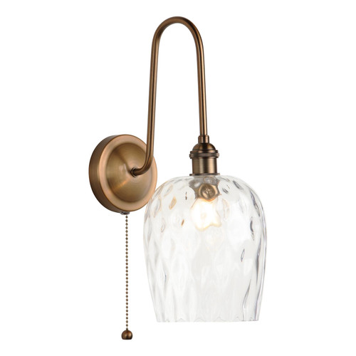 Hadano Tall Wall Light Antique Bronze with Clear Dimpled Glass Shade