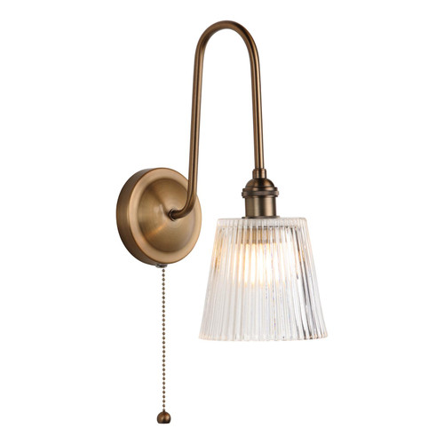 Hadano Tall Wall Light Antique Bronze with Clear Ribbed Glass Shade