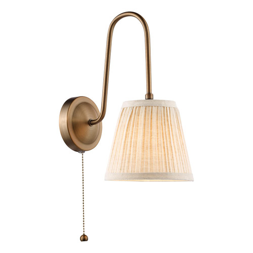 Hadano Wall Light Antique Bronze with Natural Linen Pleated Shade