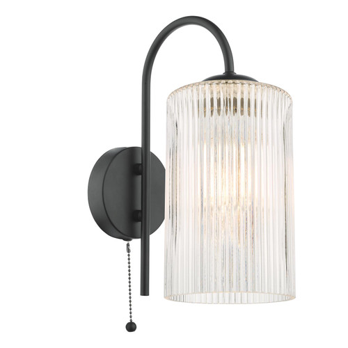 Idra Wall Light Satin Black and Ribbed Glass