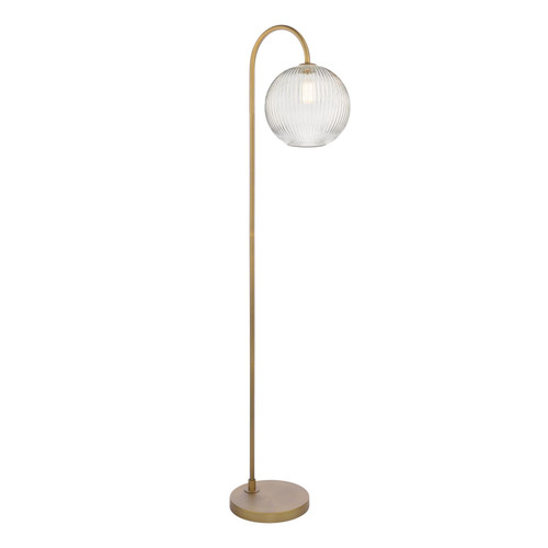 Idra Floor Lamp Aged Bronze and Ribbed Globe Glass