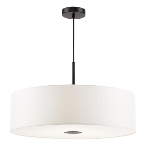 Isla 3 Light Pendant Matt Black and Ivory Shade 60cm
