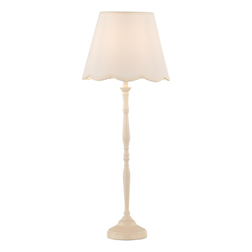 Lupo Table Lamp Matt Cream With Linen Scalloped Shade