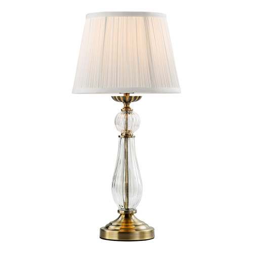 Mitzy Table Lamp Antique Bronze and Ribbed Glass With Shade