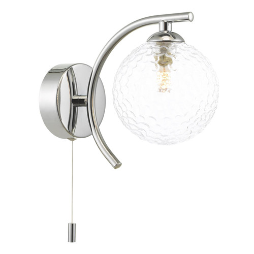 Nakita Wall Light Polished Chrome With Clear Hammered Glass