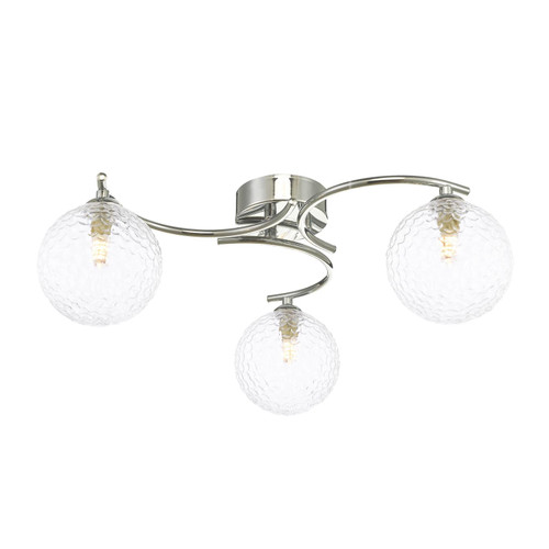 Nakita 3 Light Semi Flush Polished Chrome With Clear Hammered Glass