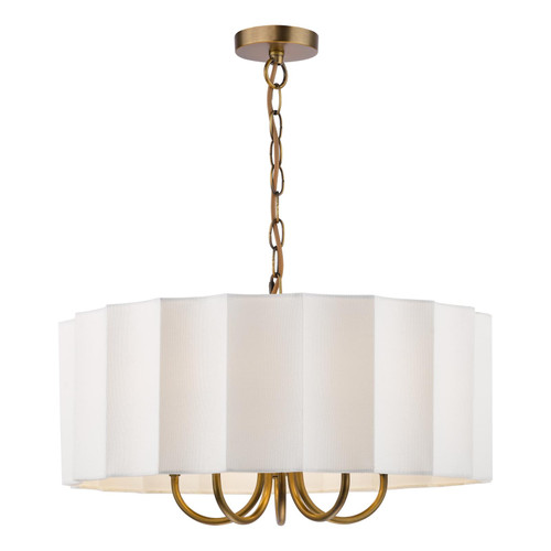 Noura 5 Light Pendant Antique Bronze and Ivory Scallop Shade