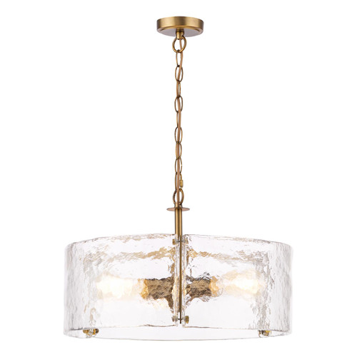 Ravis 3 Light Pendant Antique Bronze and Textured Glass