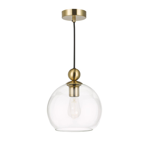 Pendant Satin Brass with Clear Globe Glass