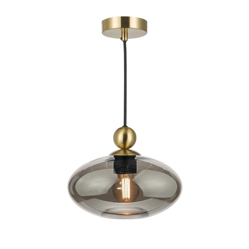 Pendant Satin Brass with Smoked Glass
