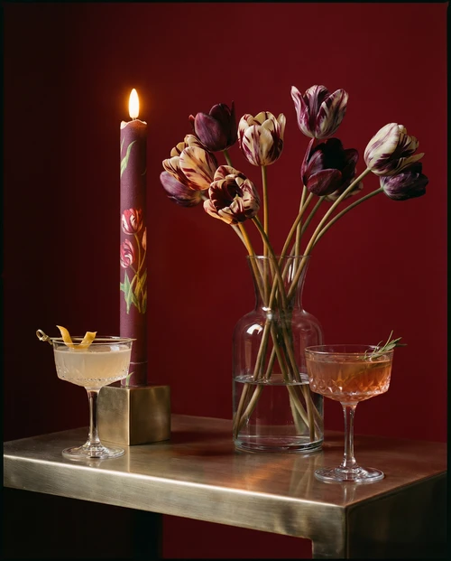 Heritage Tulip in Mulberry LED Dinner Candles by Tinkalink