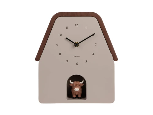 Karlsson Highland Cow Cuckoo Clock Warm Grey