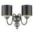 Garbo Double Wall Bracket Pewter Complete With Black Silver Shadesby David Hunt Lighting