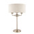 Sorrento Brushed Chrome 3 Light Table Lamp with Natural Shade