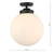 Alrik Bathroom Flush Ceiling Light Matt Black Opal Glass IP44