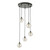 Federico 5 Light Cluster Pendant Black Clear Ribbed Glass