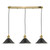 3 Light Brass Suspension With Antique Pewter Shades