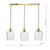 3 Light Brass Suspension With Dimpled Glass Shades