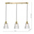 3 Light Brass Suspension With Ribbed Glass Shades