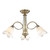 Doublet 3 Light Semi Flush Antique Brass complete with Alabaster Glass