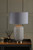 Helicon Table Lamp Grey Ribbed Glass and Antique Brass With Shade