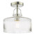 Lenka Semi-Flush Satin Nickel and Ribbed Glass