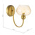 Cognac Wall Light Satin Gold and Champagne Ribbed Glass Cognac Wall Light Satin Gold and Champagne Ribbed Glass