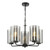 Daylin 5 Light Pendant Satin Black and Smoked Ribbed Glass Daylin 5 Light Pendant Satin Black and Smoked Ribbed Glass