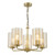Daylin 5 Light Pendant Satin Gold and Amber Ribbed Glass Daylin 5 Light Pendant Satin Gold and Amber Ribbed Glass