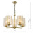 Daylin 5 Light Pendant Satin Gold and Amber Ribbed Glass Daylin 5 Light Pendant Satin Gold and Amber Ribbed Glass