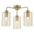 Daylin 3 Light Semi-Flush Satin Gold and Amber Ribbed Glass Daylin 3 Light Semi-Flush Satin Gold and Amber Ribbed Glass