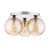 Foley 3 Light Flush Polished Chrome With Twisted Amber Glass Foley 3 Light Flush Polished Chrome With Twisted Amber Glass