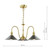 Hadano 3 Light Pendant Natural Brass and Antique Pewter