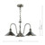 Hadano 3 Light Pendant Antique Chrome and Antique Pewter