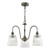 Hadano 3 Light Pendant Antique Chrome and Ribbed Glass