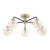 Lainey 5 Light Semi-Flush Matt Black and Antique Brass With Closed Organic Amber Glass