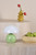 Caesar Rechargeable Table Lamp Green and Opal Glass LED