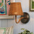 Elcot Rechargeable Wall Light Satin Bronze With Rattan Shade LED