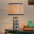 Highclere Table Lamp Blue Ceramic and Antique Brass With Shade