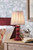 Laura Ashley Kelbrook Table Lamp Red Ceramic and Matt Antique Brass With Shade