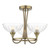 Laura Ashley Wellham 3 Light Semi-Flush Antique Brass and Ribbed Glass