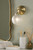 Laura Ashley Langdon Bathroom Wall Light Matt Antique Brass and Textured Glass IP44