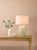 Amsara Table Lamp Green Ceramic and Antique Brass With Linen Shade