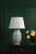 Aviara Table Lamp Green Ceramic and Antique Brass With Ivory Pleated Shade