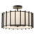 Cagliari 3 Light Semi-Flush Matt Black With Linen Shade