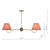 Caliro 2 Light Bar Pendant Antique Bronze with Red Leaf Print Pleated Shades