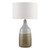 Desirus Table Lamp Blue Ceramic and Antique Brass With Ivory Drum Shade
