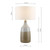 Desirus Table Lamp Blue Ceramic and Antique Brass With Ivory Drum Shade